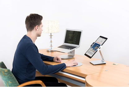 Tablet Stand Holder, Tightness Adjustable Multi-Angle Foldable Eye-Level Aluminum Solid Tablets Stands Dock for 4''-14''Tablets/Phone, iPad Series,Samsung Galaxy Tabs,Kindle Fire,Etc.