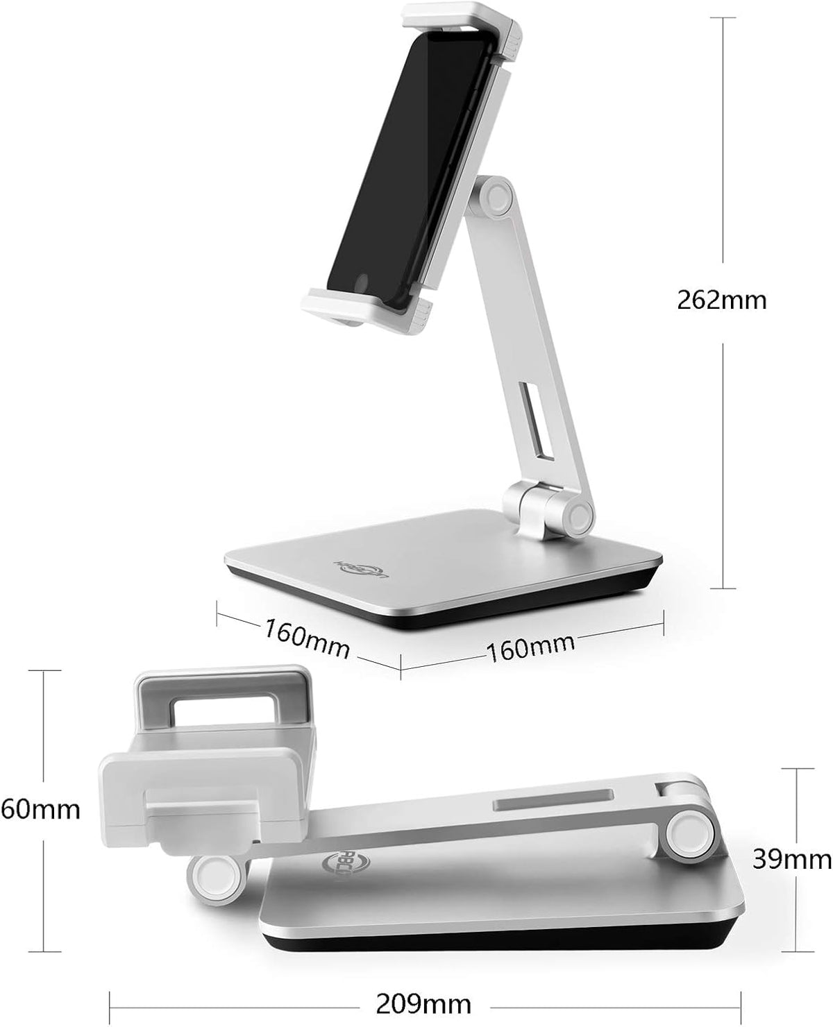 Tablet Stand Holder, Tightness Adjustable Multi-Angle Foldable Eye-Level Aluminum Solid Tablets Stands Dock for 4''-14''Tablets/Phone, iPad Series,Samsung Galaxy Tabs,Kindle Fire,Etc.