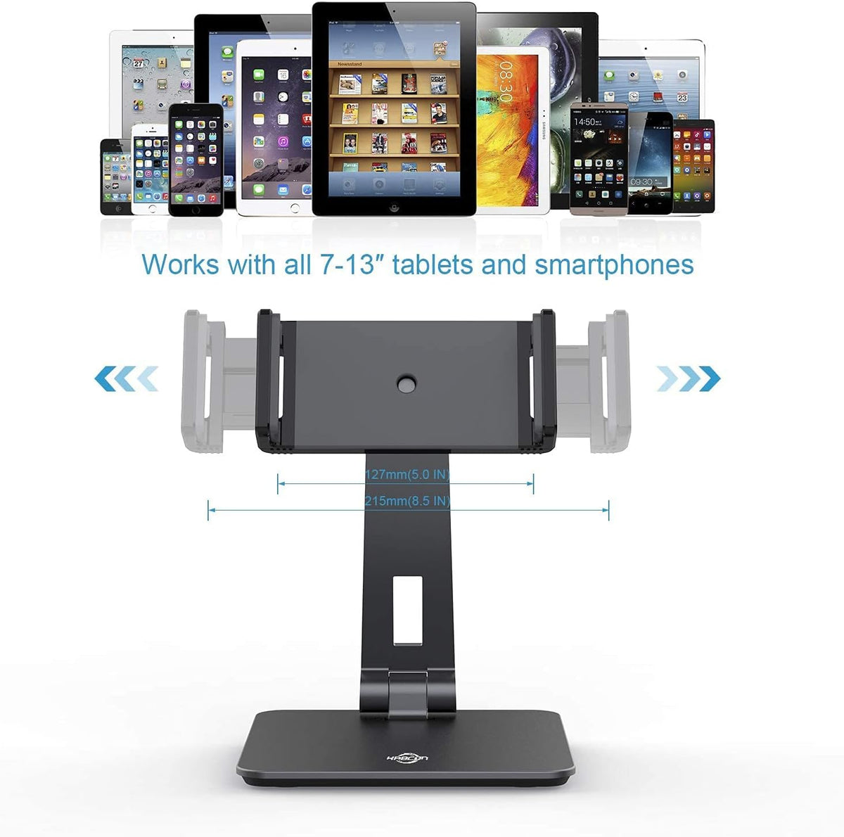 Tablet Stand Holder, Tightness Adjustable Multi-Angle Foldable Eye-Level Aluminum Solid Tablets Stands Dock for 4''-14''Tablets/Phone, iPad Series,Samsung Galaxy Tabs,Kindle Fire,Etc.