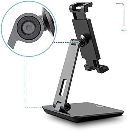 Tablet Stand Holder, Tightness Adjustable Multi-Angle Foldable Eye-Level Aluminum Solid Tablets Stands Dock for 4''-14''Tablets/Phone, iPad Series,Samsung Galaxy Tabs,Kindle Fire,Etc.