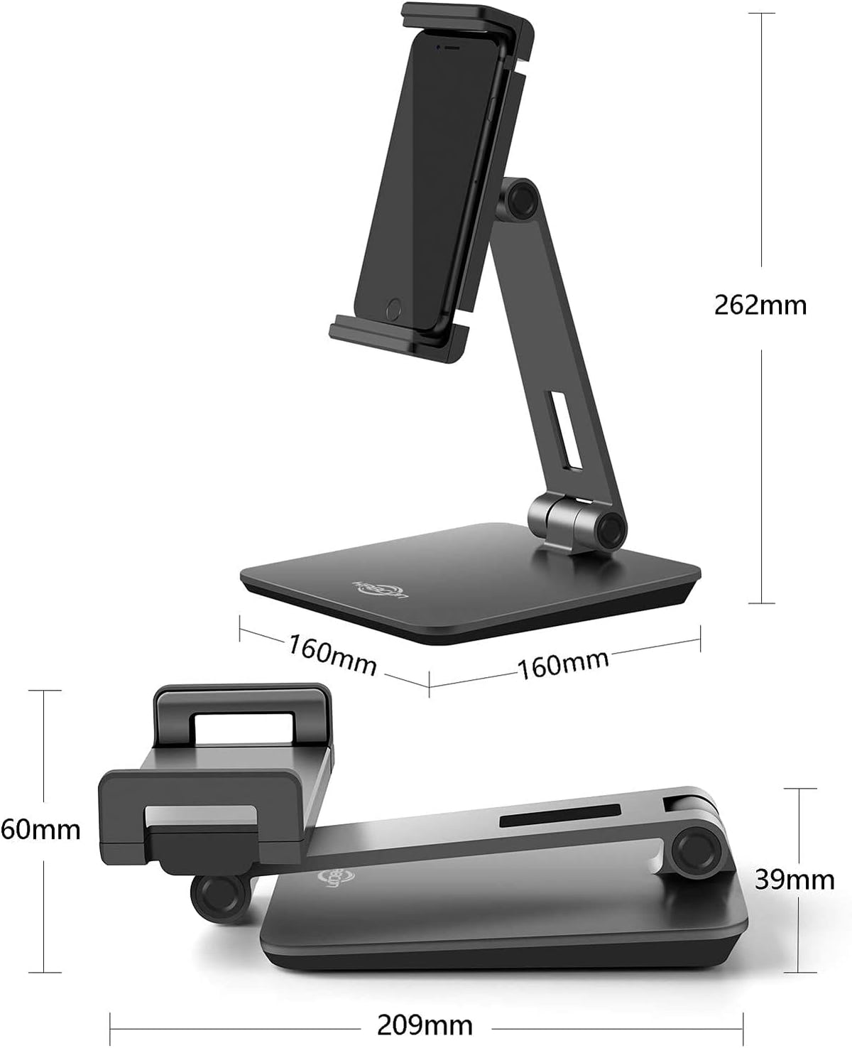 Tablet Stand Holder, Tightness Adjustable Multi-Angle Foldable Eye-Level Aluminum Solid Tablets Stands Dock for 4''-14''Tablets/Phone, iPad Series,Samsung Galaxy Tabs,Kindle Fire,Etc.