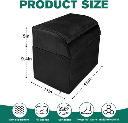Adjustable Foot Rest Under Desk Removable Warmer Pocket Desk Foot Stool with High-Density Foam and Washable Cover Ergonomic Black Leg Rest for Home Office