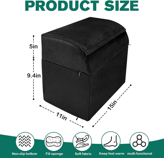 Adjustable Foot Rest Under Desk Removable Warmer Pocket Desk Foot Stool with High-Density Foam and Washable Cover Ergonomic Black Leg Rest for Home Office