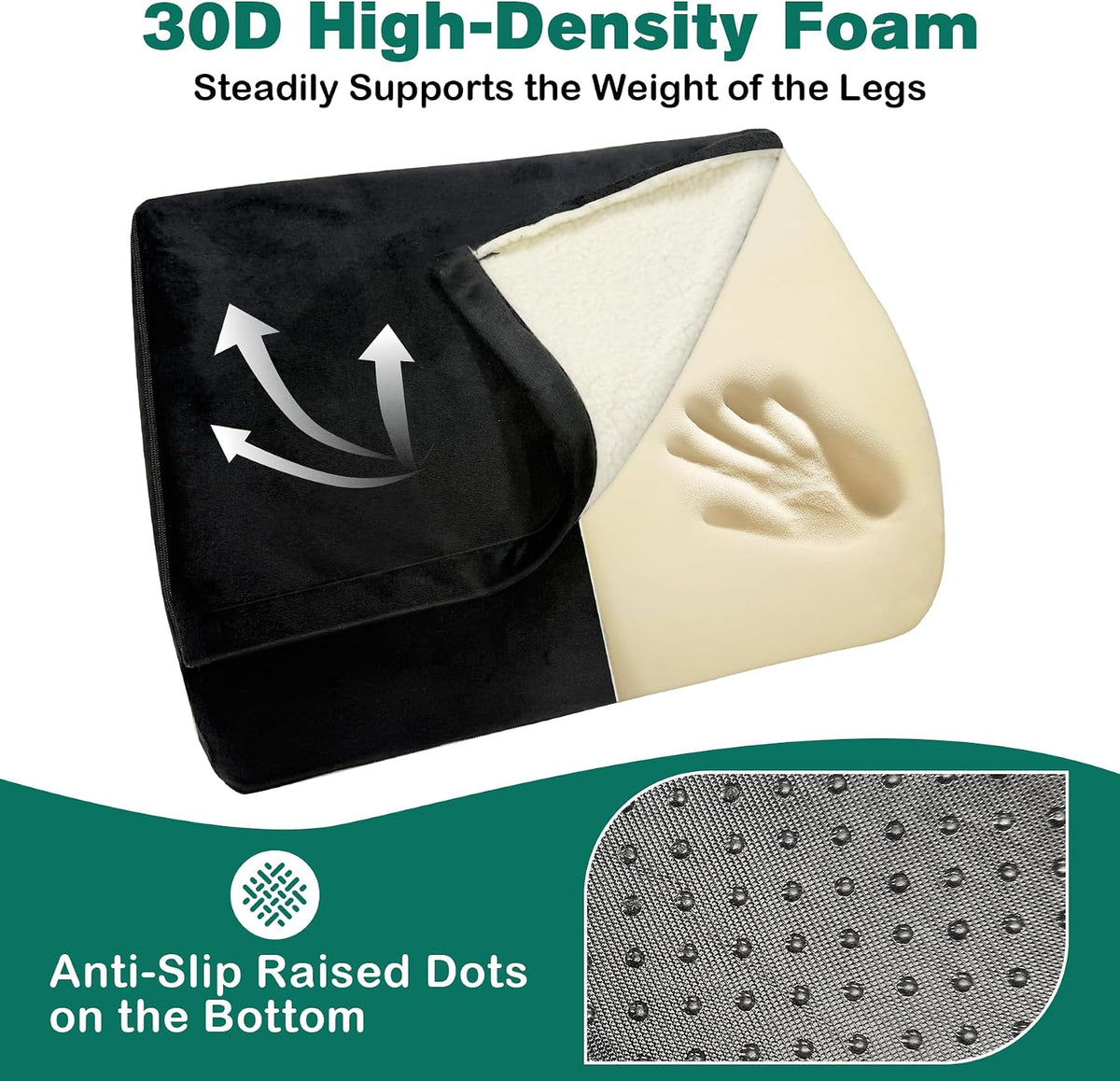 Adjustable Foot Rest Under Desk Removable Warmer Pocket Desk Foot Stool with High-Density Foam and Washable Cover Ergonomic Black Leg Rest for Home Office