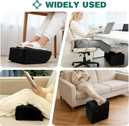 Adjustable Foot Rest Under Desk Removable Warmer Pocket Desk Foot Stool with High-Density Foam and Washable Cover Ergonomic Black Leg Rest for Home Office