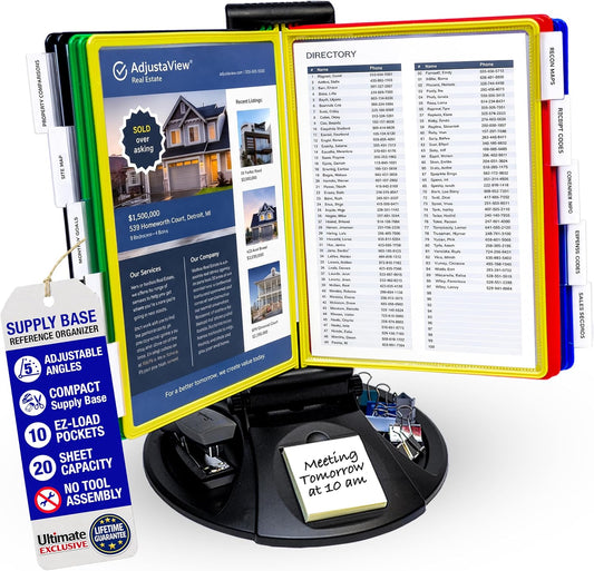 AdjustaView Supply Base Desk Reference Display Organizer CL