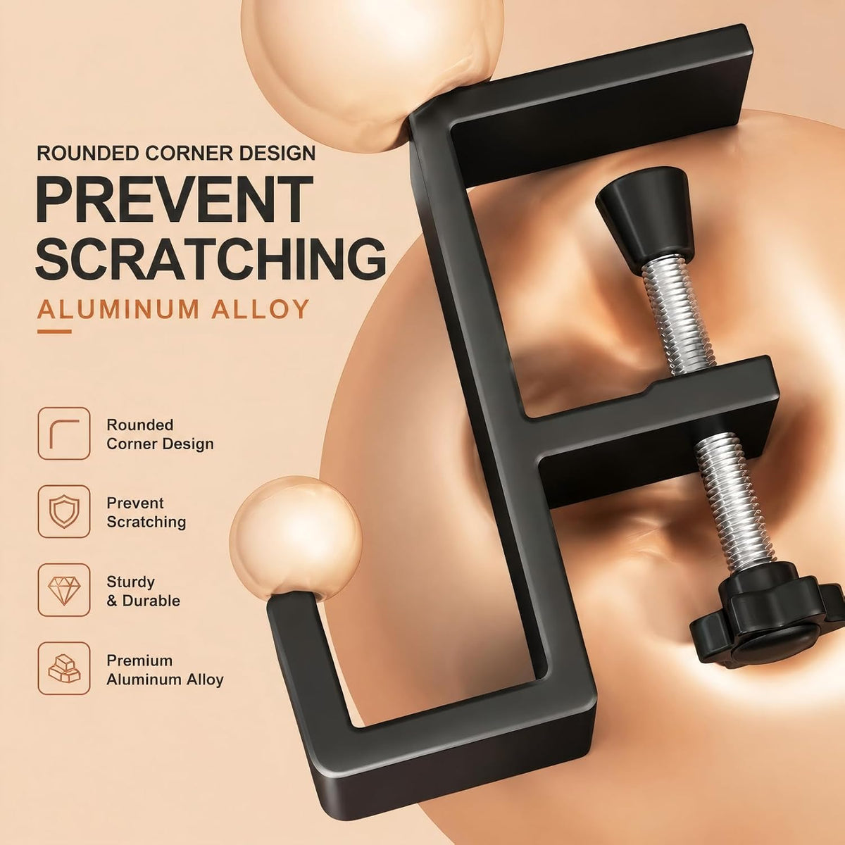 Headphone Stand - Aluminum Alloy Headphone Holder, Under Headset Stand for Desk Fit for PC Gaming Headset Hanger Hook Suitable for Office, Computer, Student Class Desk, Handmade Creator Table