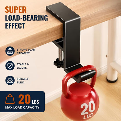 Headphone Stand - Aluminum Alloy Headphone Holder, Under Headset Stand for Desk Fit for PC Gaming Headset Hanger Hook Suitable for Office, Computer, Student Class Desk, Handmade Creator Table