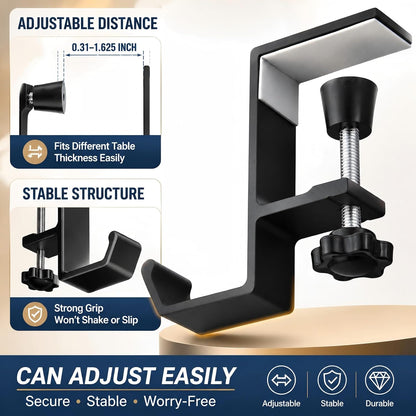 Headphone Stand - Aluminum Alloy Headphone Holder, Under Headset Stand for Desk Fit for PC Gaming Headset Hanger Hook Suitable for Office, Computer, Student Class Desk, Handmade Creator Table