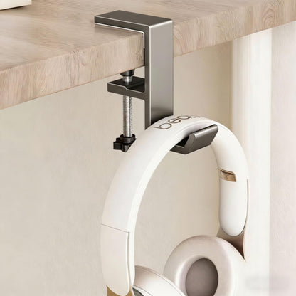Headphone Stand - Aluminum Alloy Headphone Holder, Under Headset Stand for Desk Fit for PC Gaming Headset Hanger Hook Suitable for Office, Computer, Student Class Desk, Handmade Creator Table
