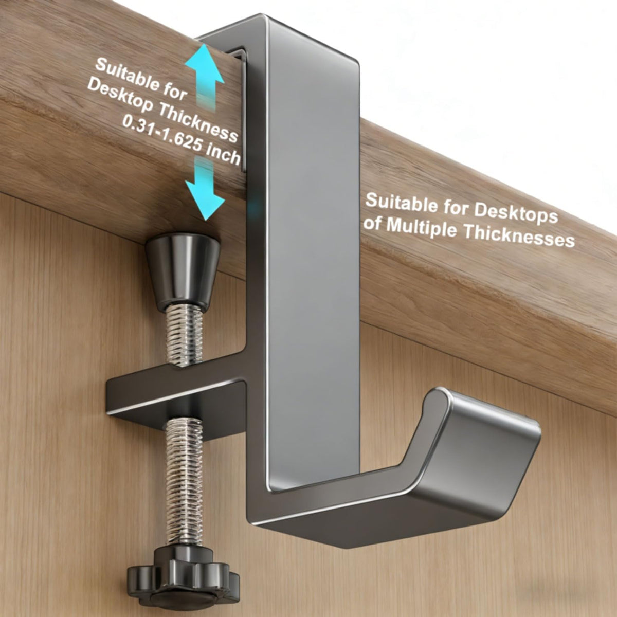 Headphone Stand - Aluminum Alloy Headphone Holder, Under Headset Stand for Desk Fit for PC Gaming Headset Hanger Hook Suitable for Office, Computer, Student Class Desk, Handmade Creator Table