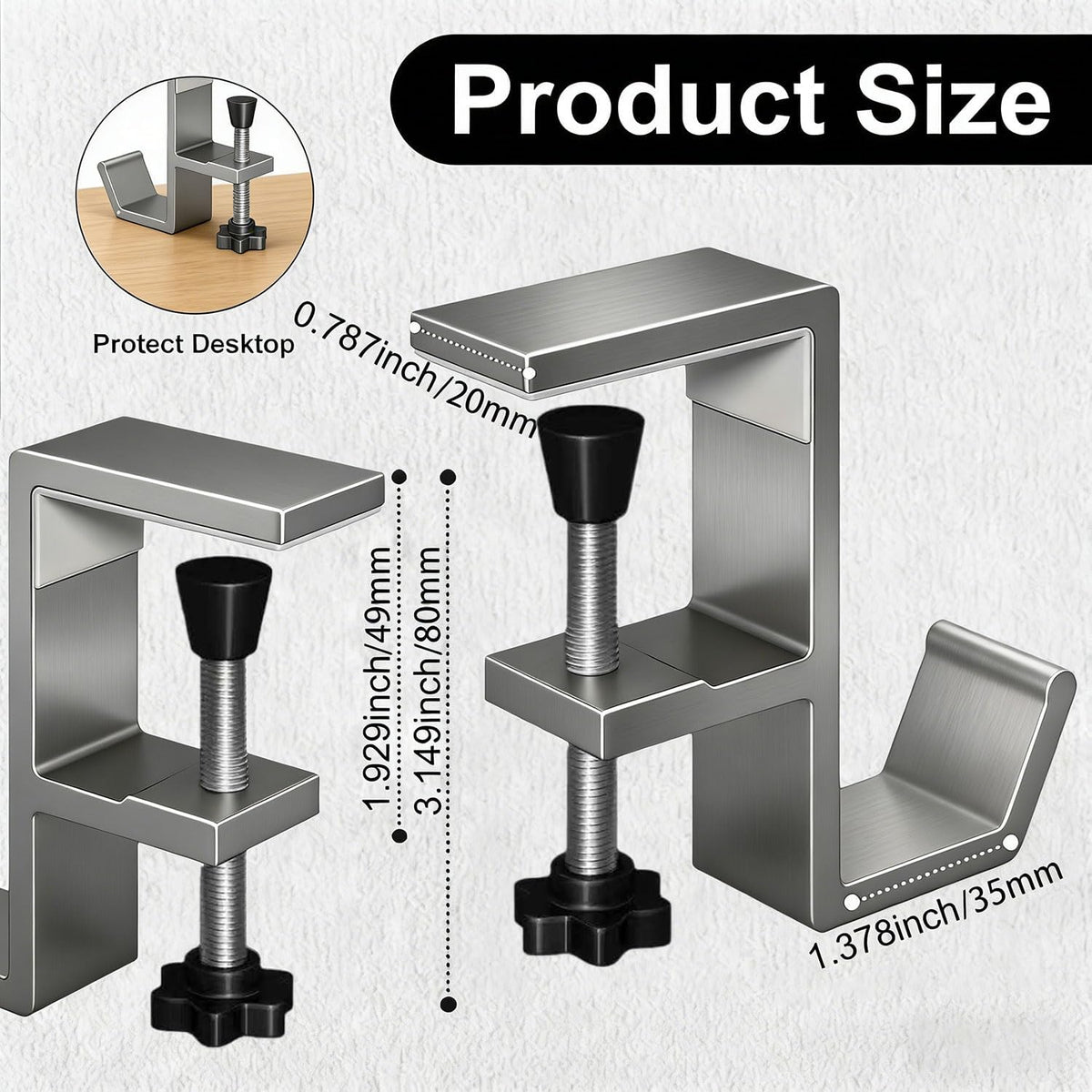 Headphone Stand - Aluminum Alloy Headphone Holder, Under Headset Stand for Desk Fit for PC Gaming Headset Hanger Hook Suitable for Office, Computer, Student Class Desk, Handmade Creator Table