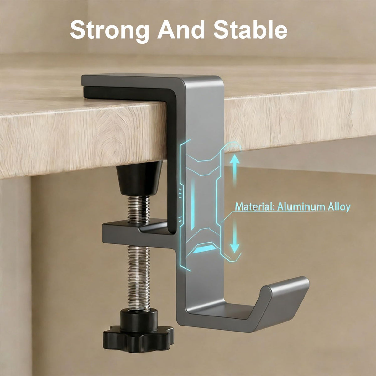 Headphone Stand - Aluminum Alloy Headphone Holder, Under Headset Stand for Desk Fit for PC Gaming Headset Hanger Hook Suitable for Office, Computer, Student Class Desk, Handmade Creator Table