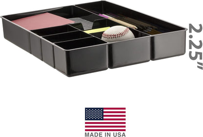 Deep Drawer Organizer Tray, 8 Compartments, 2 1/4"H x 15 1/8"W x 11 1/2"D, Black