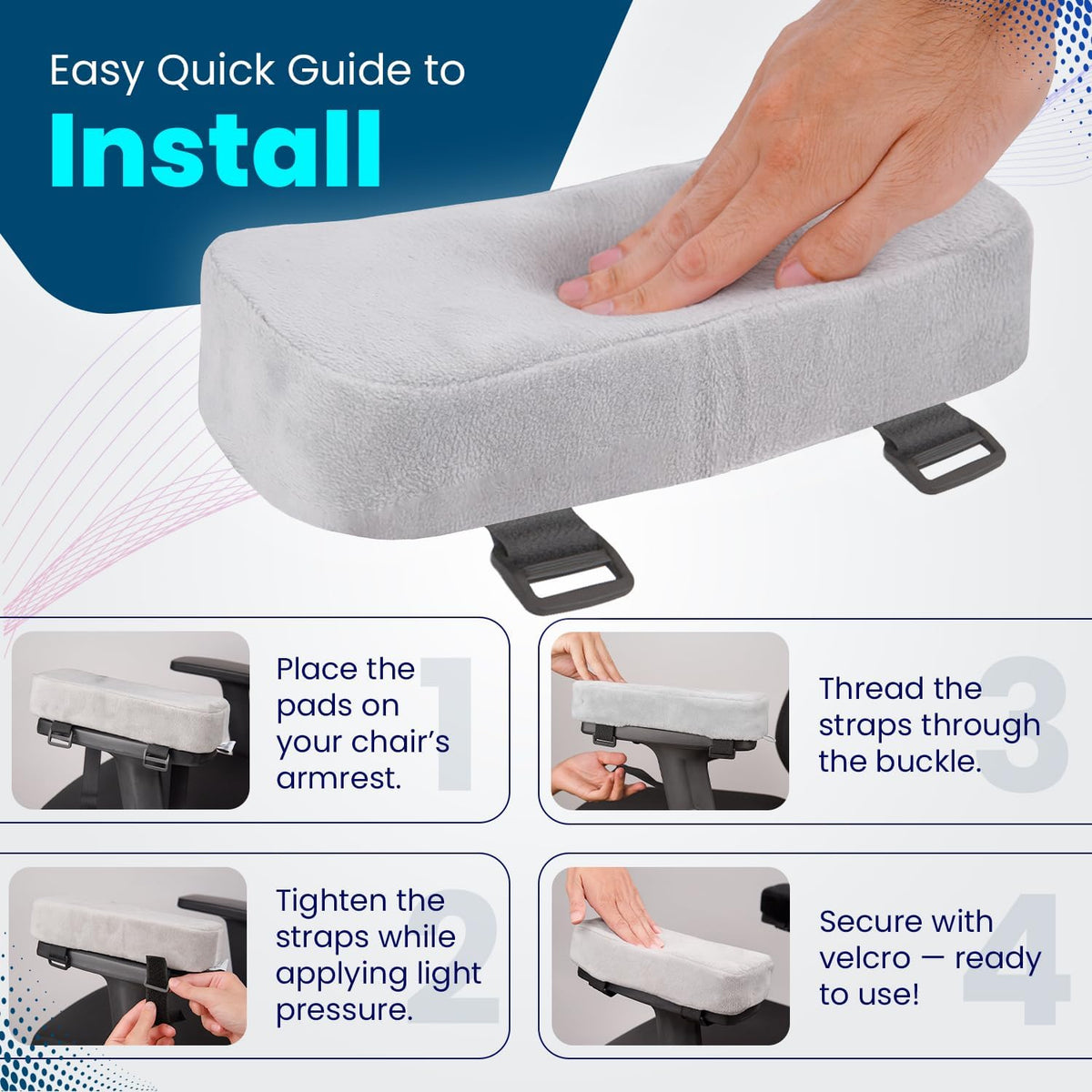 Arm Rest Cushion - Set of 2 Office Chair Arm Pads for Elbow Pain Relief - Computer Office Chair Arm Covers for Comfortable Desk Setup