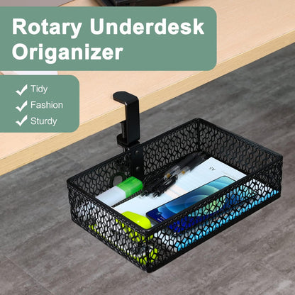 Under Desk Storage Basket Hanging Drawer Tray, Clamp On Organizer