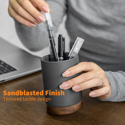 Ceramic Pen Holder for Desk, Pencil Cup, (White,Set / 1)