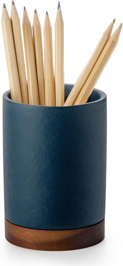 Ceramic Pen Holder for Desk, Pencil Cup, (White,Set / 1)