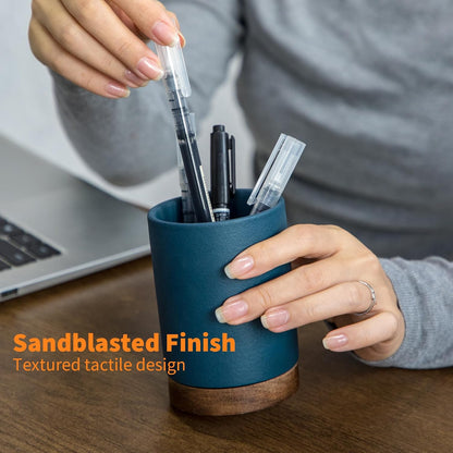 Ceramic Pen Holder for Desk, Pencil Cup, (White,Set / 1)