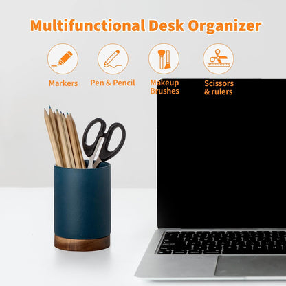 Ceramic Pen Holder for Desk, Pencil Cup, (White,Set / 1)