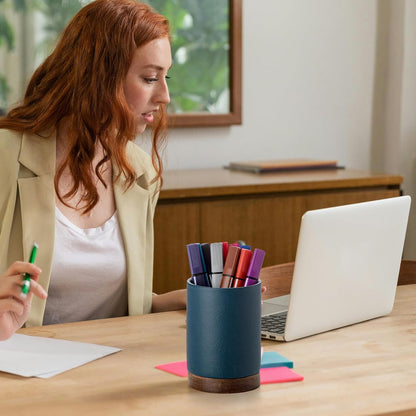 Ceramic Pen Holder for Desk, Pencil Cup, (White,Set / 1)