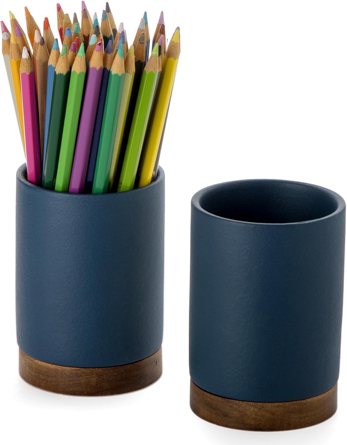 Ceramic Pen Holder for Desk, Pencil Cup, (White,Set / 1)