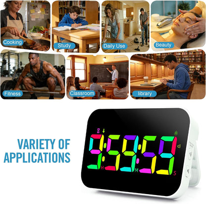 Digital Timer for Classroom, Pomodoro, Gym & Kitchen – Rechargeable Magnetic Countdown Timer, Large LED Display, Loud Alarm, 3 Volume Levels & 3 Brightness Settings