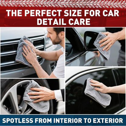 Microfiber Cleaning Cloths Bulk-15 Pack, Gray Microfiber Towels for Cars