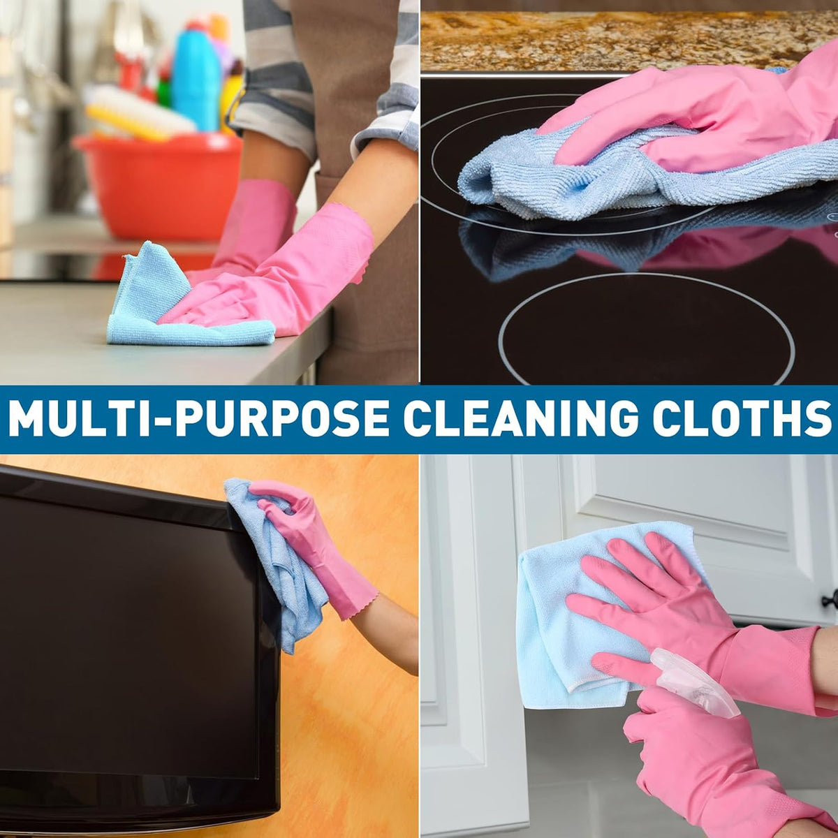 Microfiber Cleaning Cloths Bulk-15 Pack, Gray Microfiber Towels for Cars