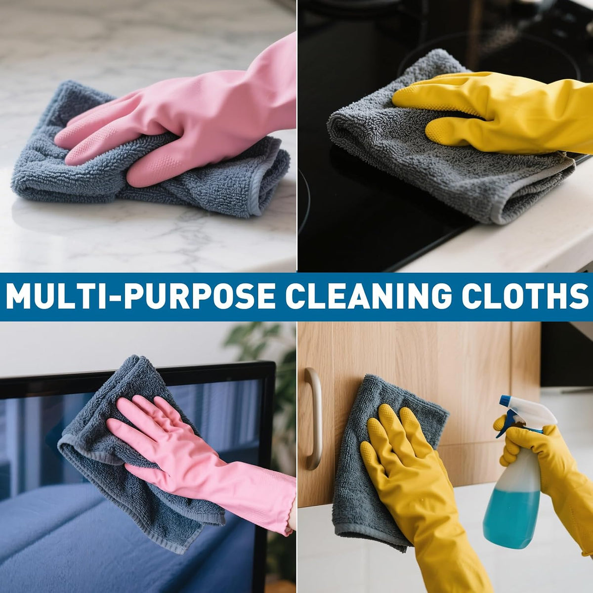 Microfiber Cleaning Cloths Bulk-15 Pack, Gray Microfiber Towels for Cars