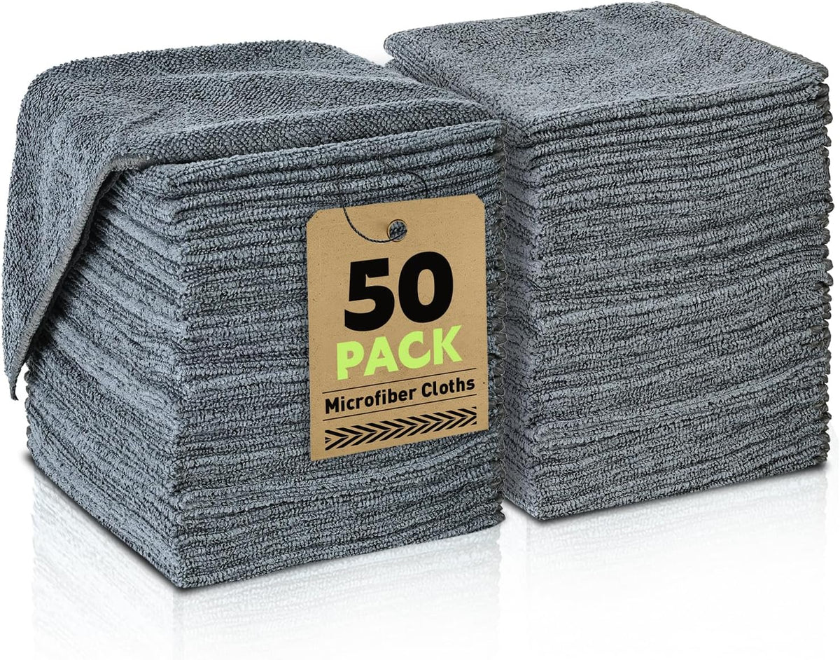 Microfiber Cleaning Cloths Bulk-15 Pack, Gray Microfiber Towels for Cars
