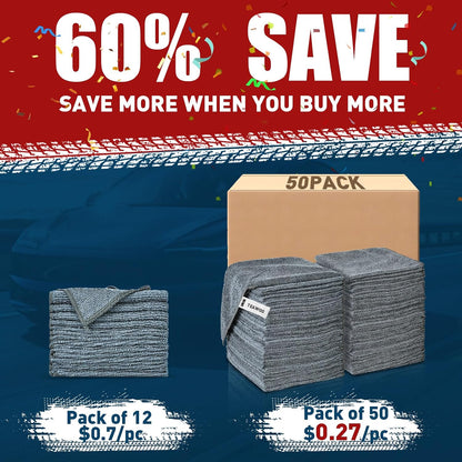 Microfiber Cleaning Cloths Bulk-15 Pack, Gray Microfiber Towels for Cars