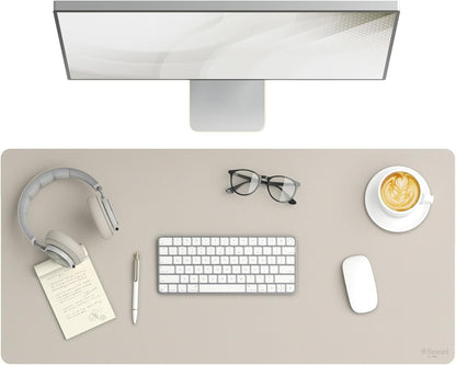 Vegan Leather Desk Pad Mat, Office Desk Mat, Large, Sandstone Beige
