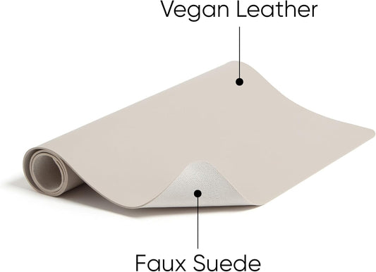 Vegan Leather Desk Pad Mat, Office Desk Mat, Large, Sandstone Beige