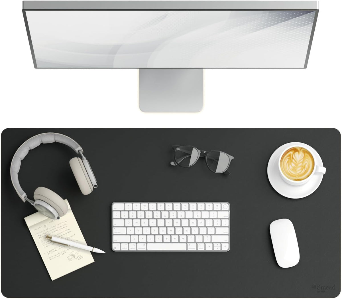Vegan Leather Desk Pad Mat, Office Desk Mat, Large, Sandstone Beige