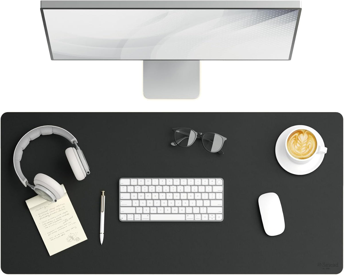 Vegan Leather Desk Pad Mat, Office Desk Mat, Large, Sandstone Beige