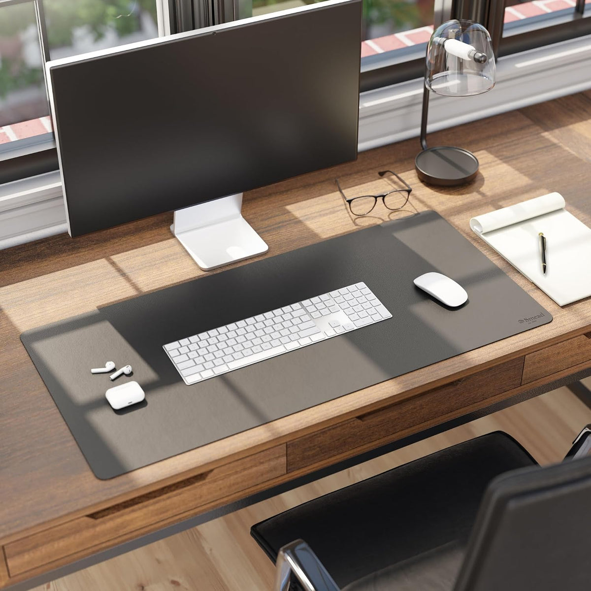 Vegan Leather Desk Pad Mat, Office Desk Mat, Large, Sandstone Beige