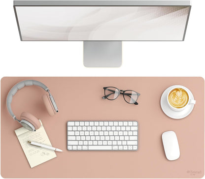 Vegan Leather Desk Pad Mat, Office Desk Mat, Large, Sandstone Beige