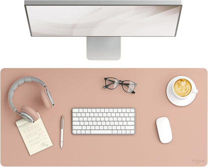 Vegan Leather Desk Pad Mat, Office Desk Mat, Large, Sandstone Beige
