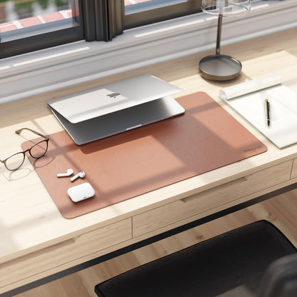 Vegan Leather Desk Pad Mat, Office Desk Mat, Large, Sandstone Beige