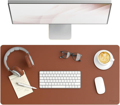 Vegan Leather Desk Pad Mat, Office Desk Mat, Large, Sandstone Beige