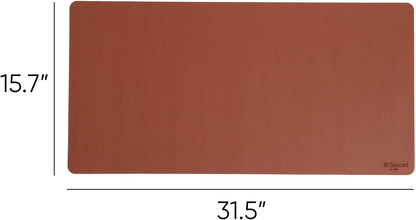 Vegan Leather Desk Pad Mat, Office Desk Mat, Large, Sandstone Beige