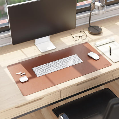 Vegan Leather Desk Pad Mat, Office Desk Mat, Large, Sandstone Beige