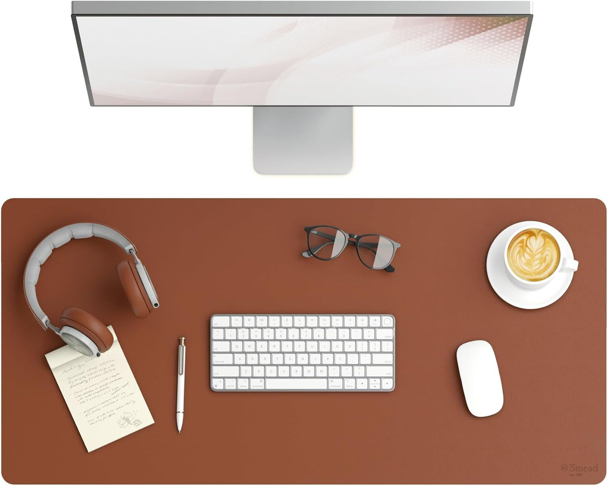 Vegan Leather Desk Pad Mat, Office Desk Mat, Large, Sandstone Beige