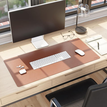 Vegan Leather Desk Pad Mat, Office Desk Mat, Large, Sandstone Beige