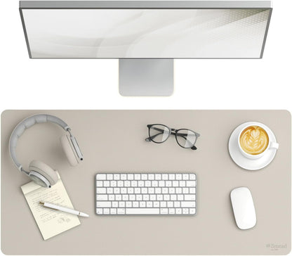 Vegan Leather Desk Pad Mat, Office Desk Mat, Large, Sandstone Beige