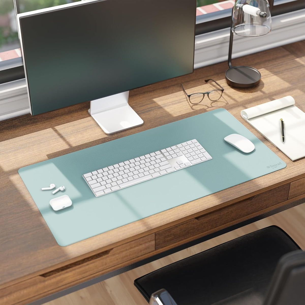 Vegan Leather Desk Pad Mat, Office Desk Mat, Large, Sandstone Beige
