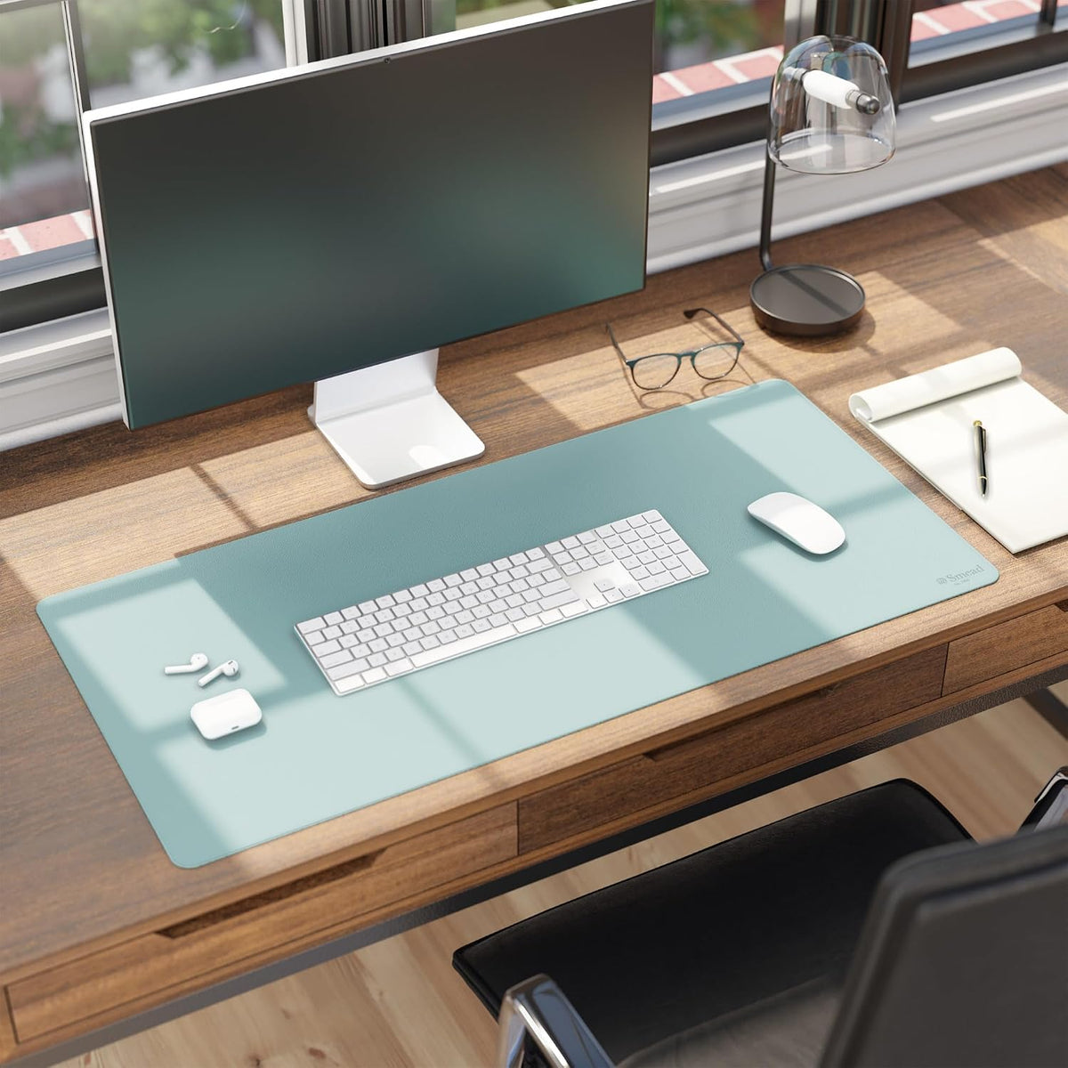 Vegan Leather Desk Pad Mat, Office Desk Mat, Large, Sandstone Beige
