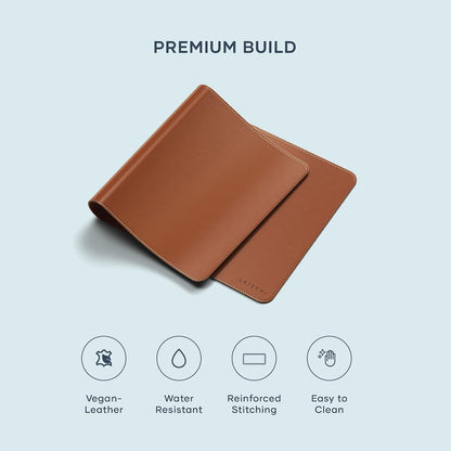 Vegan-Leather Desk Mat, Scratch and Water Resistant, Brown