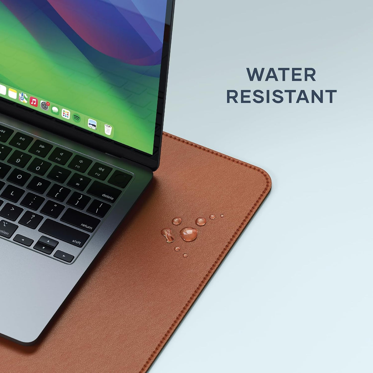 Vegan-Leather Desk Mat, Scratch and Water Resistant, Brown